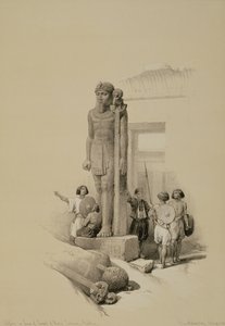 Colosse devant le temple de Wady Sabona, Éthiopie